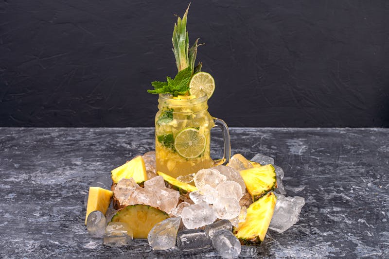 Freshly squeezed lemonade with mint in glass